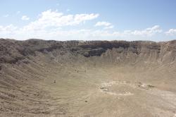 Meteor Crater, a meteorite impact crater near Winslow Arizona (and the largest in the United States).